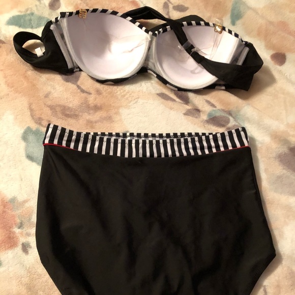 Black/white polka dot high waisted bikini swim - Picture 5 of 7